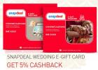 Get a 5% cashback on any Snapdeal Gift Card (Offer ends on 14th Dec.)