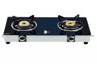 BlackPearl Glass 2 Burner Manual Gas Stove, Black