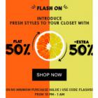 Flat 50% off + Extra 50% off + 15% cashback