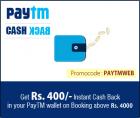 Hotels, Bus, Taxi & Flight Booking Extra Rs. 400 Paytm cash on Rs. 4000