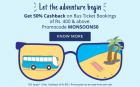 Get 50% cashback on Bus Booking