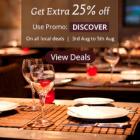 Get Extra 25% off on all local deals from 3rd Aug to 5th Aug