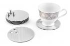 Profusion Stainless Steel Round Coaster with Pins on Middle with Leather-rite Base Set- 6 pc Set