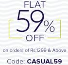 Flat 59% off on Rs. 1299 & above on all products
