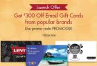 Rs.300 Off on Email Gift Cards from popular brands