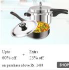 Cookware & Bakeware upto 60% off + extra 25% off on 1499 & above