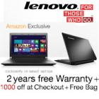 Lenovo Laptops upto 14% off + Free 3 Year Warranty + Free Bag from Rs. 22999