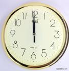 Ajanta Quartz Golden Ring Plastic Wall Clock (28 cm x 3.4 cm x 28 cm, Ivory)