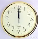 Ajanta Quartz Golden Ring Plastic Wall Clock (28 cm x 3.4 cm x 28 cm, Ivory)