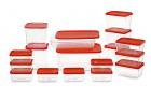 All Time Polka Plastic Container Set, 6.5 Litre, Set of 17, Red