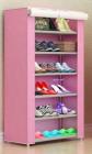 Sasimo 1-Door 6-Shelf Fabric Collapsible Carbon Steel Collapsible Wardrobe  (Finish Color - Pink)