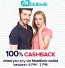 Get Flat 55% off + 100% cashback via Mobikwik Wallet 6 - 7 PM