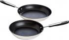 AmazonBasics 2-Piece Stainless Steel Non-Stick Induction Frying Pan Set - with Soft Touch Handle, PFOA&BPA Free - 24/28 cm