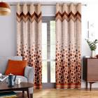 Story@Home Berry Blackout 1 Piece Jacquard Window Curtains for Living Room and Bed Room - 5 Feet Long - Orange