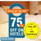Flat 75% Off On Hotel Booking + Extra 10% Off