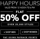Happy Hours Flat 50% off