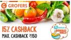 Get 15% cashback on Grofers on paying with MobiKwik wallet at grofers