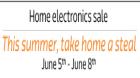Home electronics sale from June 5th to June 8th