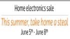 Home electronics sale from June 5th to June 8th