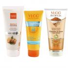 VLCC Sun Screen Gel and Scrub and Kesar Chandan Face Wash Combo