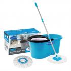 Primeway Magic Spin Mop and Bucket for 360 Degree Rotating Cleaning with 2 Microfiber Mop Heads, Blue/White