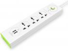 Tukzer Spike Guard with 2 USB port 3 Socket Surge Protector  (White)