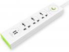 Tukzer Spike Guard with 2 USB port 3 Socket Surge Protector  (White)