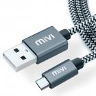 Mivi 6ft long Nylon Tough Micro USB Cable with charging speeds up to 2.4Amps (Black)