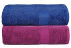 Casa Copenhagen 430 Gsm Combed Cotton Eternal Bath Towel Set, 60 X 120 Cm (Pack Of 2)(Midnight Blue & Purple)