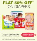 Flat 50% off on Diapers