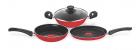 Pigeon Carlo Induction Base Aluminium Cookware Gift Set, 3-Pieces, Red
