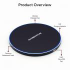 AmbraneFast Wireless Charger, 10W Output, Qi Wireless Charging Pad, LED Indicator for Charging, Compact and Sleek Design (WC-38, Black)