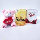 Hot Muggs You are My Favorite Distraction Valentine with Teddy and Card Glass Mug  (350 ml)
