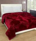 Warmland Mink Embossed Solid Polyester Double Blanket - Maroon