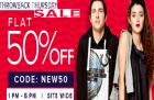 Flat 50% off Sitewide