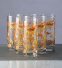 Green Apple Tangerine Orange Bloom Long Glass - Set of 6 Pcs