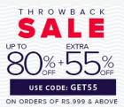 Upto 80% off + Extra 55% off on orders of Rs. 999 & above