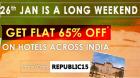 Flat 65% off on Hotel booking